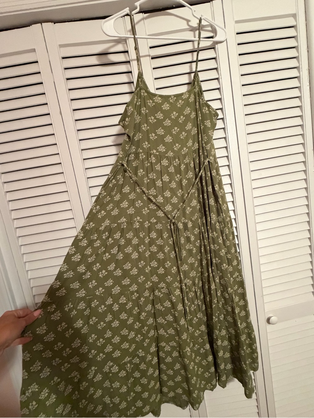 Patrons of Peace Olive Green Floral Spaghetti-Strap Maxi Dress - Picture 3 of 4